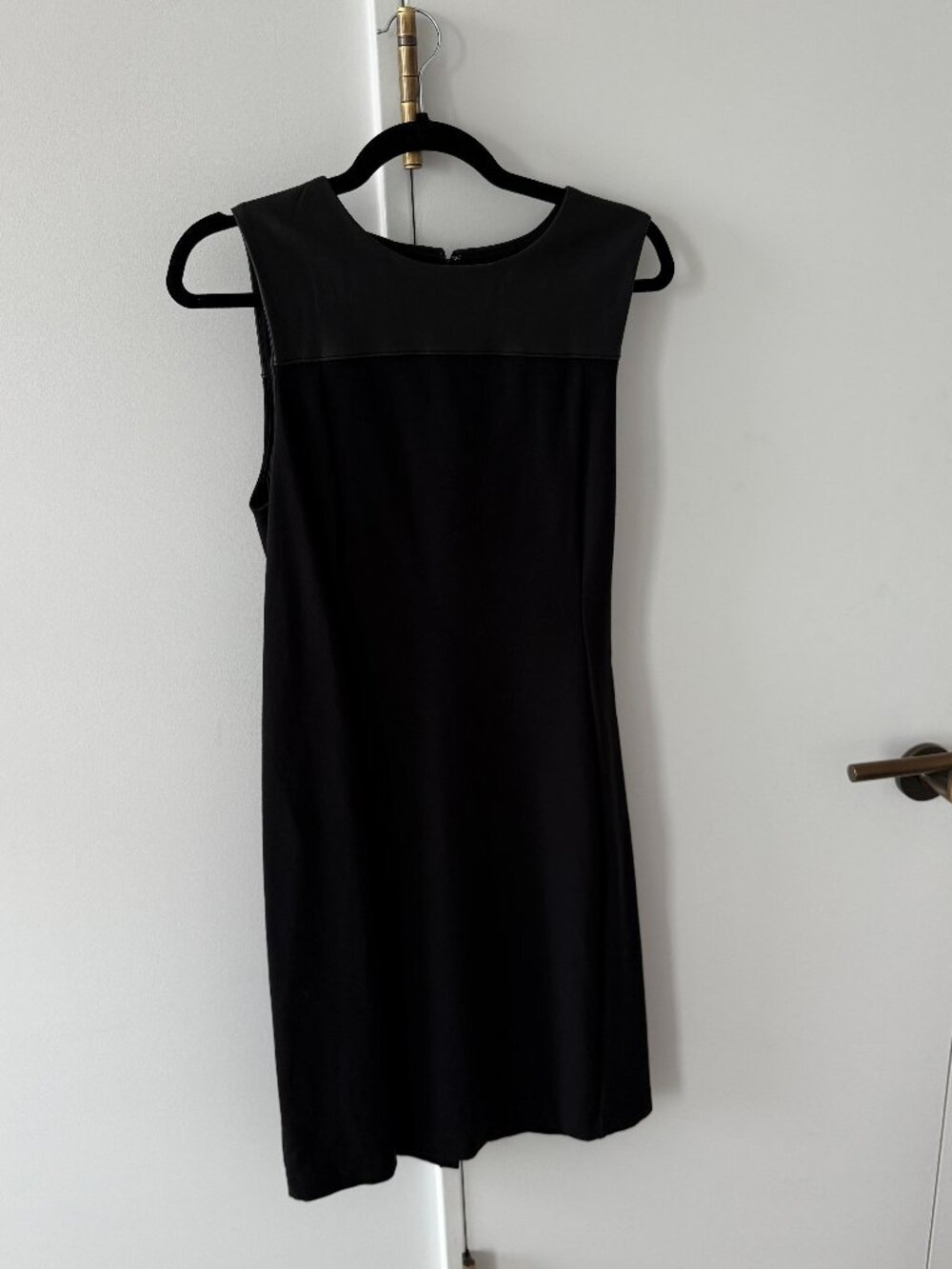 Ann Taylor Black Dress with Faux Leather Top Size 8